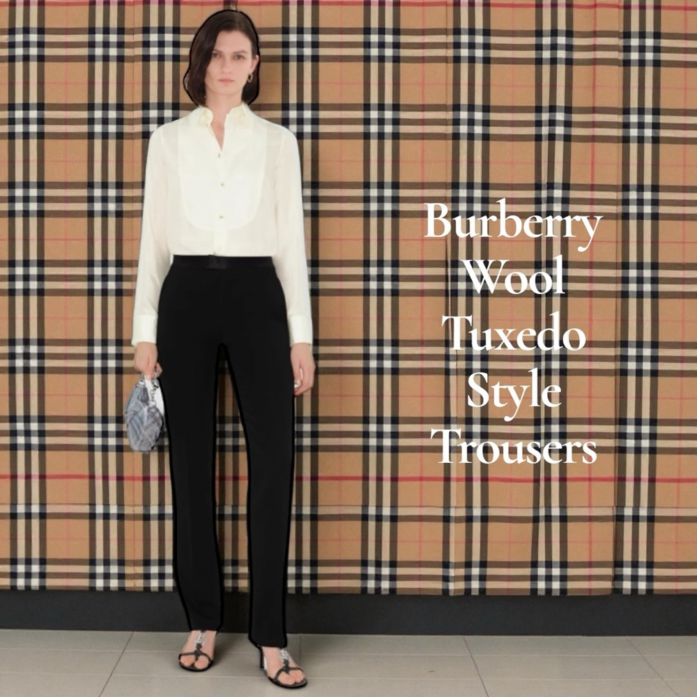 Burberry Women’s Italian Wool Tuxedo Trousers, Black (ITA 46/US 10-12)
